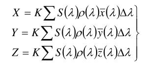 颜色的三刺激值计算公式0615